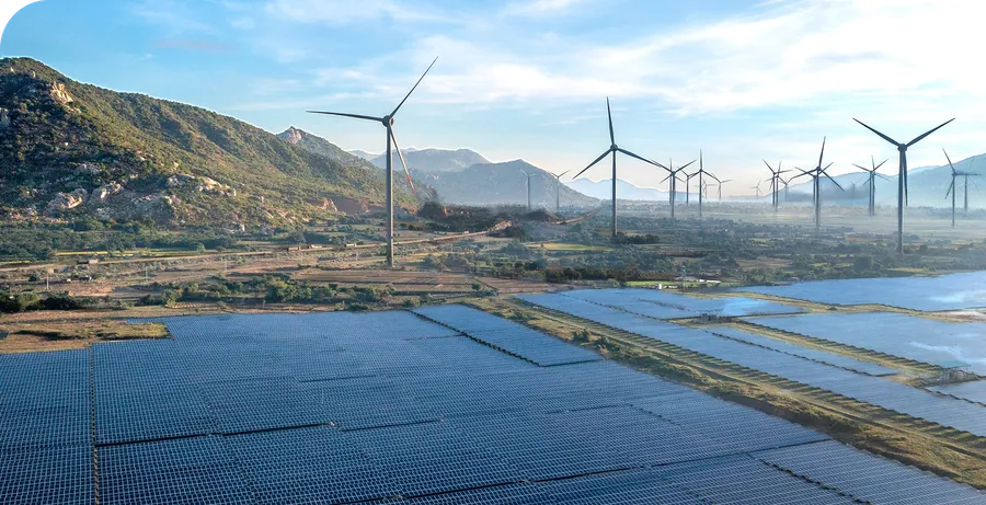 Solar and wind energy infrastructure representing monetization opportunities