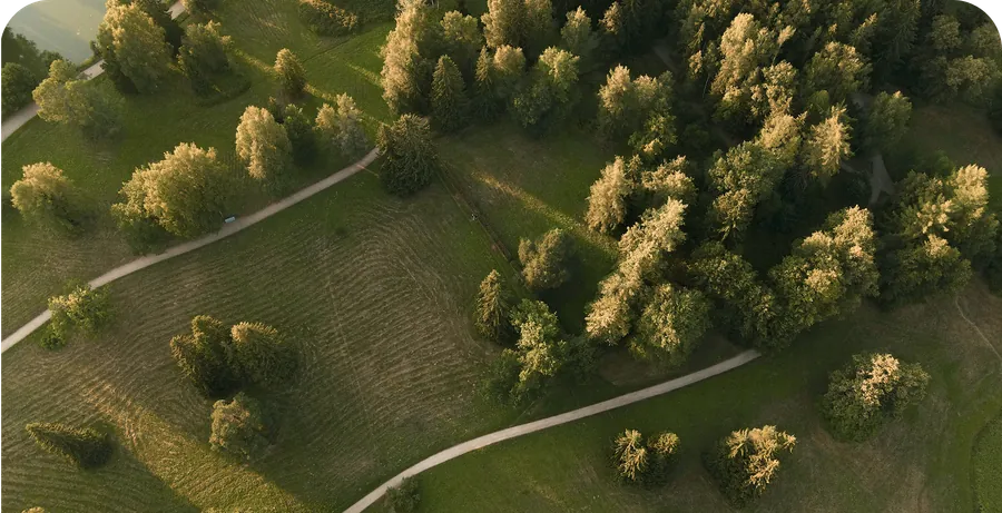 Aerial view of a park landscape used for parcel identification